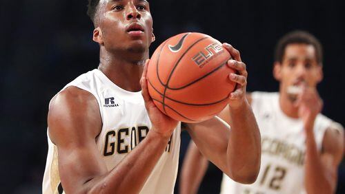 Georgia Tech guard Josh Okogie shoots a free throw against the Southern Jaguars in an NCAA college basketball game at McCamish Pavilion on Monday, Nov. 14, 2016, in Atlanta. Curtis Compton/ccompton@ajc.com