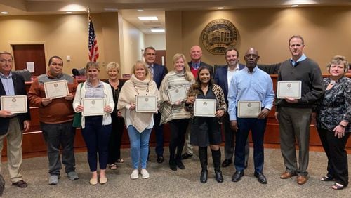 Braselton Mayor Bill Orr and the town council congratulated 8 Braselton citizens for completing the requirements for the rigorous, six-month curriculum to graduate as the eleventh Braselton Citizens Academy in Nov. 2021. COURTESY TOWN OF BRASELTON