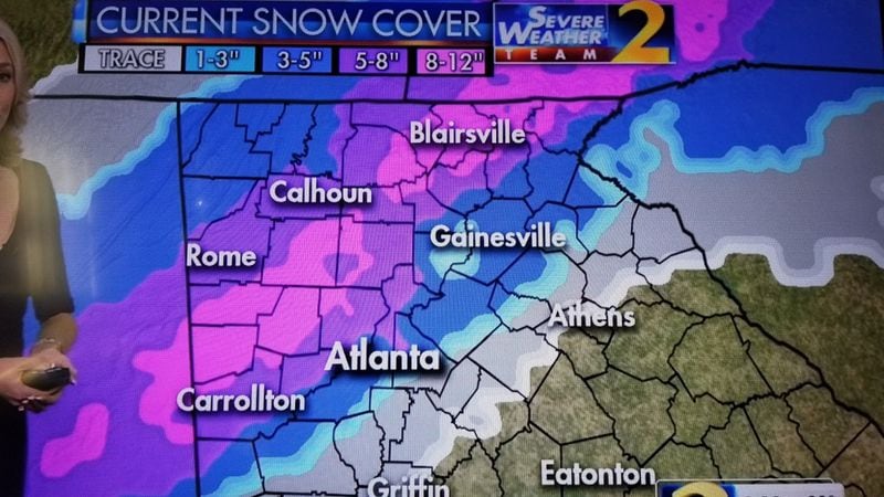 The purple areas received the heaviest snow. (Channel 2)