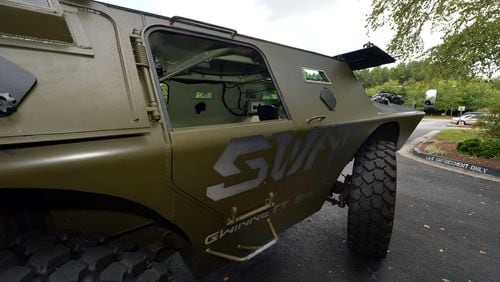 The North Fulton SWAT Team is seeking funds for an armored vehicle and two tactical robots. Pictured here is an armored vehicle used by the Gwinnett County Sheriff's Department.