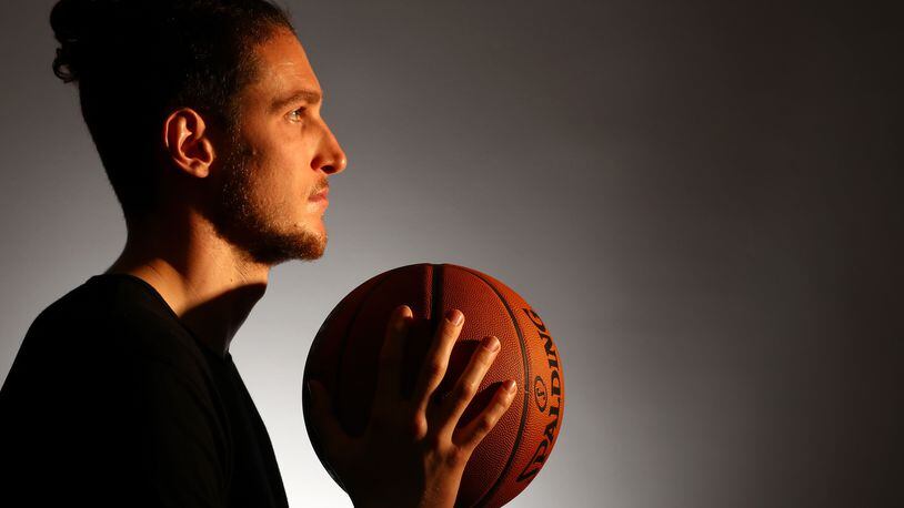 NBA player Mike Muscala poses for a portrait at NBPA Headquarters on June 23, 2017 in New York City. (Photo by Al Bello/Getty Images for the NBPA)