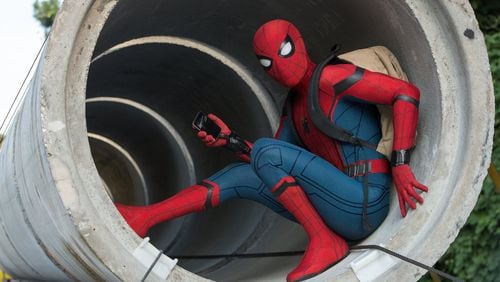 Tom Holland stars in the title role of Marvel's "Spider-Man: Homecoming." Production photos from the set provided to the AJC by the Georgia Department of Economic Development