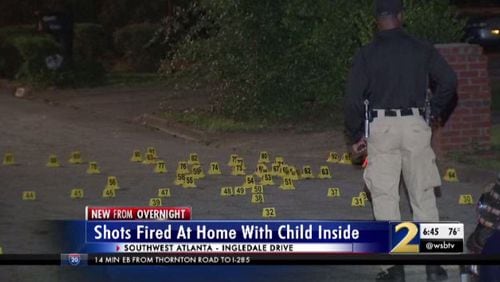 A total of 100 shell casings were recovered outside a home on Ingledale Drive in southwest Atlanta early Thursday.