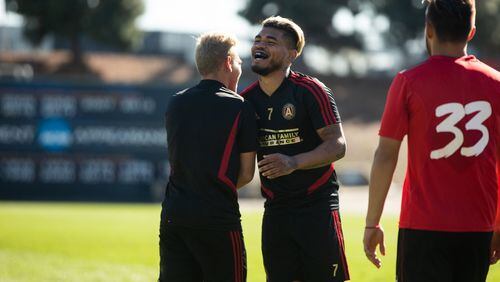 Atlanta United's Josef Martinez smiles after scoring the third of his four goals on Wednesday in a 6-1 win against Tijuana in Fullerton, Calif. (Atlanta United)