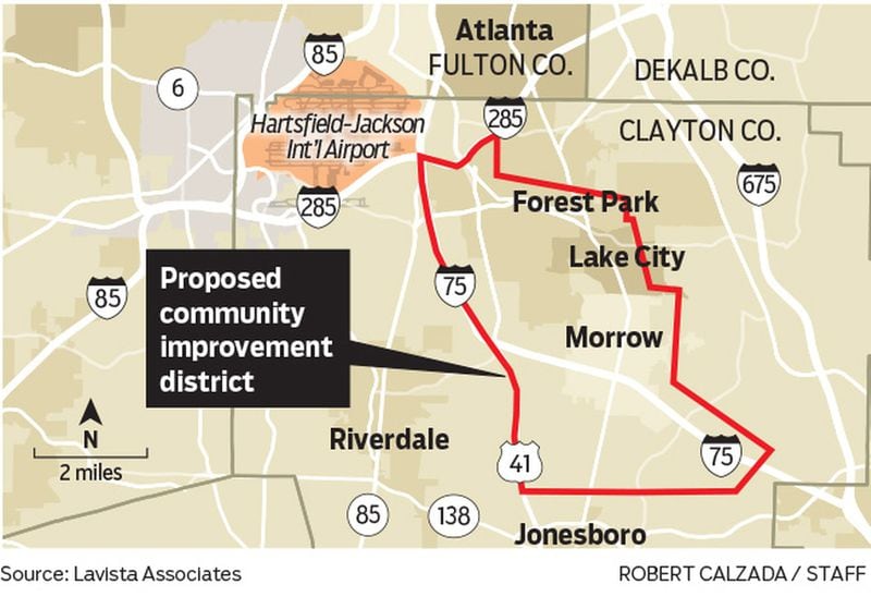 Clayton could get a second Community Improvement District by the end of the year. It would include Morrow’s Southlake Mall as well as Forest Park and Lake City. Some 1,500 businesses would be in the new Southlake-75 CID. Clayton already is home to an Aerotropolis CID near Hartsfield Jackson International Airport.