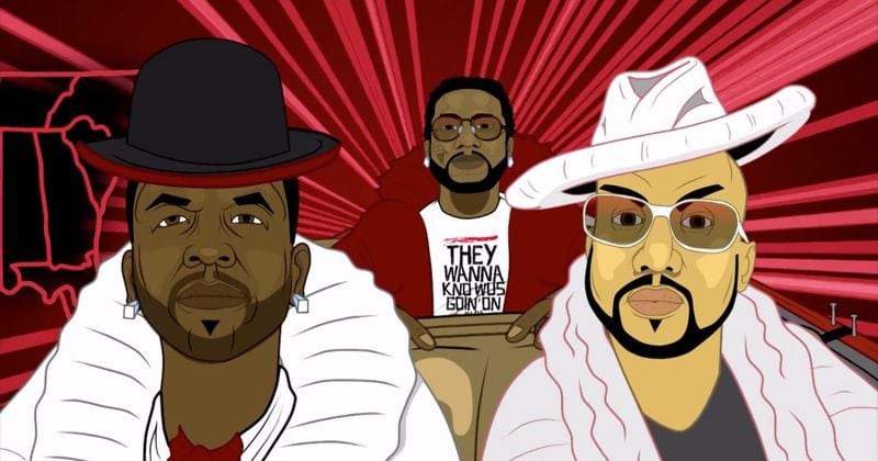  The video for "In the South" features animated forms of Big Boi, Gucci Mane and late rapper Pimp C.
