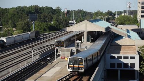 Service to MARTA's blue and green lines was cut off for about two hours Tuesday after a man got trapped beneath a train.