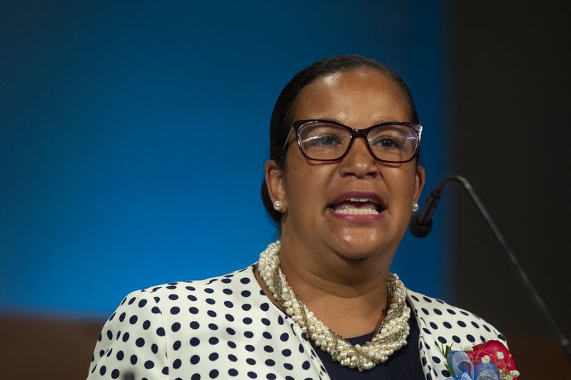 DeKalb County School District superintendent Cheryl Watson-Harris speaks at an event on July 1, 2020. (REBECCA WRIGHT FOR THE ATLANTA JOURNAL-CONSTITUTION)