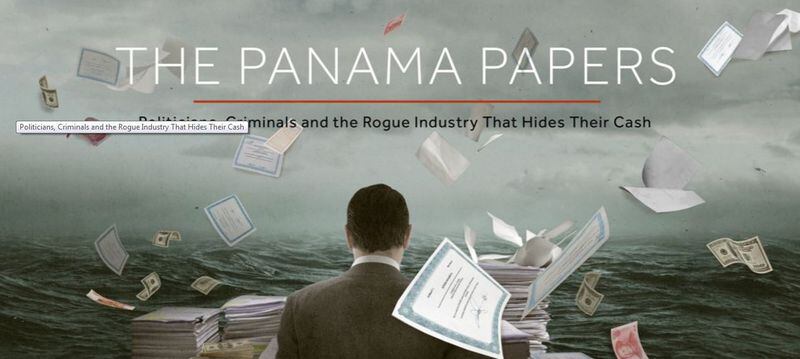 A screenshot from The International Consortium of Investigative Journalist's webpage for its Panama Papers project, which details hidden wealth connected to rich and powerful people around the globe.