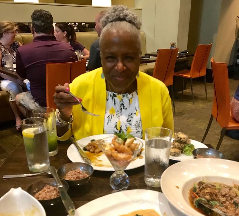 Monica Pearson eating lunch at Herban Fix, one of her favorite restaurants in Atlanta.