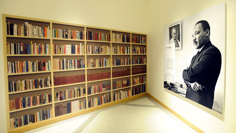 A re-creation of Martin Luther King Jr.'s library is on the first floor of the National Center for Civil and Human Rights Tuesday, June 10, 2014, in Atlanta. The center opens June 23 after almost 10 years of preparations and tells a story broader than the American civil rights movement, linking that movement to the international current of human rights reform that took inspiration in Atlanta. David Tulis / AJC Special