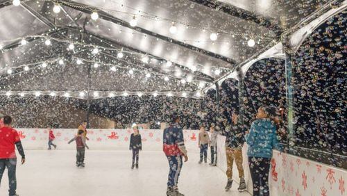 Families can ice skate and see Christmas lights at Lake Lanier’s LanierWorld Winter Adventure in metro Atlanta.