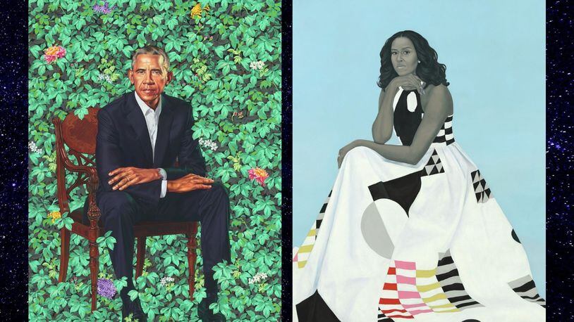 The National Portrait Gallery’s official portraits of President Barack Obama by Kehinde Wiley and First Lady Michelle Obama by Amy Sherald will be on exhibit at the High Museum of Art. Courtesy of the National Portrait Gallery, Smithsonian Institution. © 2018 Kehinde Wiley © 2018 Amy Sherald