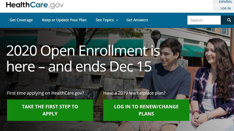 Open enrollment for 2020 plans on the insurance exchange for Obamacare, also known as the Affordable Care Act, closes Dec. 15. (PHOTO via screenshot of Healthcare.gov)