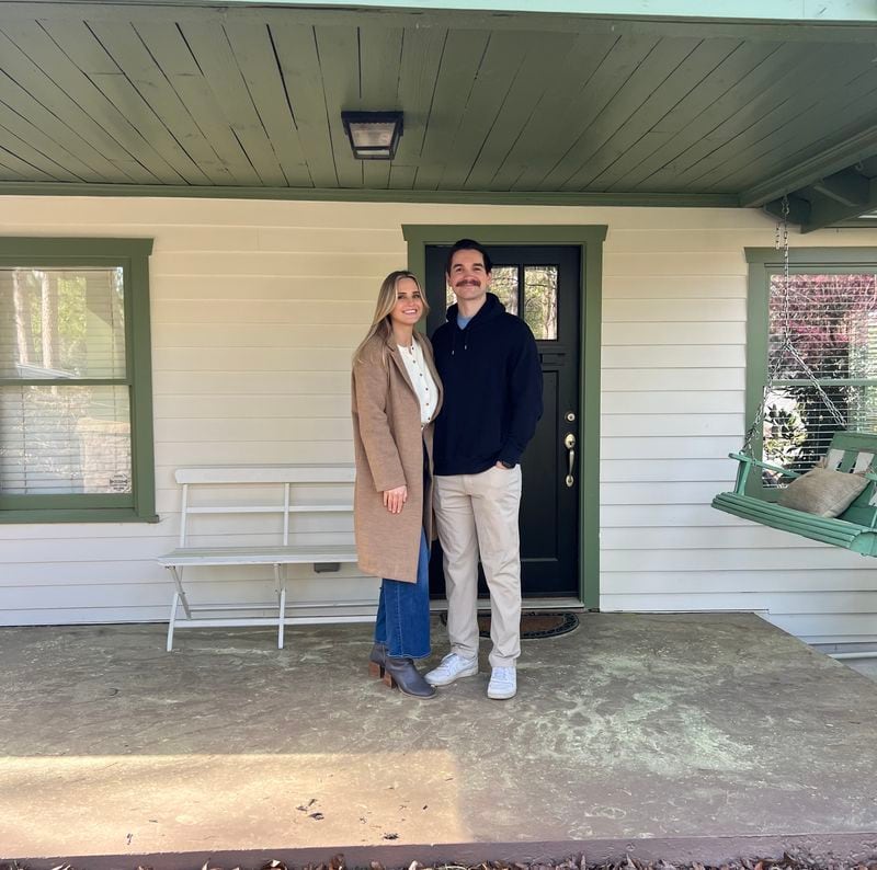 Andrew Jacon in front of the home he recently purchased in Southeast Atlanta with his girlfriend, Lydia Koenig.