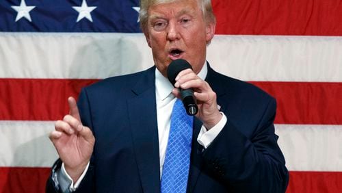 Republican presidential candidate Donald Trump speaks during a town hall in Sandown, N.H., on Thursday. AP/ Evan Vucci