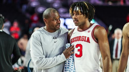 Georgia assistant coach Wade Mason (left) is working on separation from his two-year contract and will not return to coach the Bulldogs in their remaining five regular-season games or in the SEC Tournament, according to a source. (Photo by Mackenzie Miles)