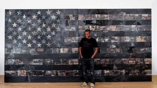 Cey Adams has led creative campaigns for everyone from Jay-Z and Muhammad Ali to Mary J. Blige and the Beastie Boys. The Smithsonian’s National Museum of African American History and Culture commissioned him to create the collaged American flag, “One Nation.” Courtesy of Jannette Beckman