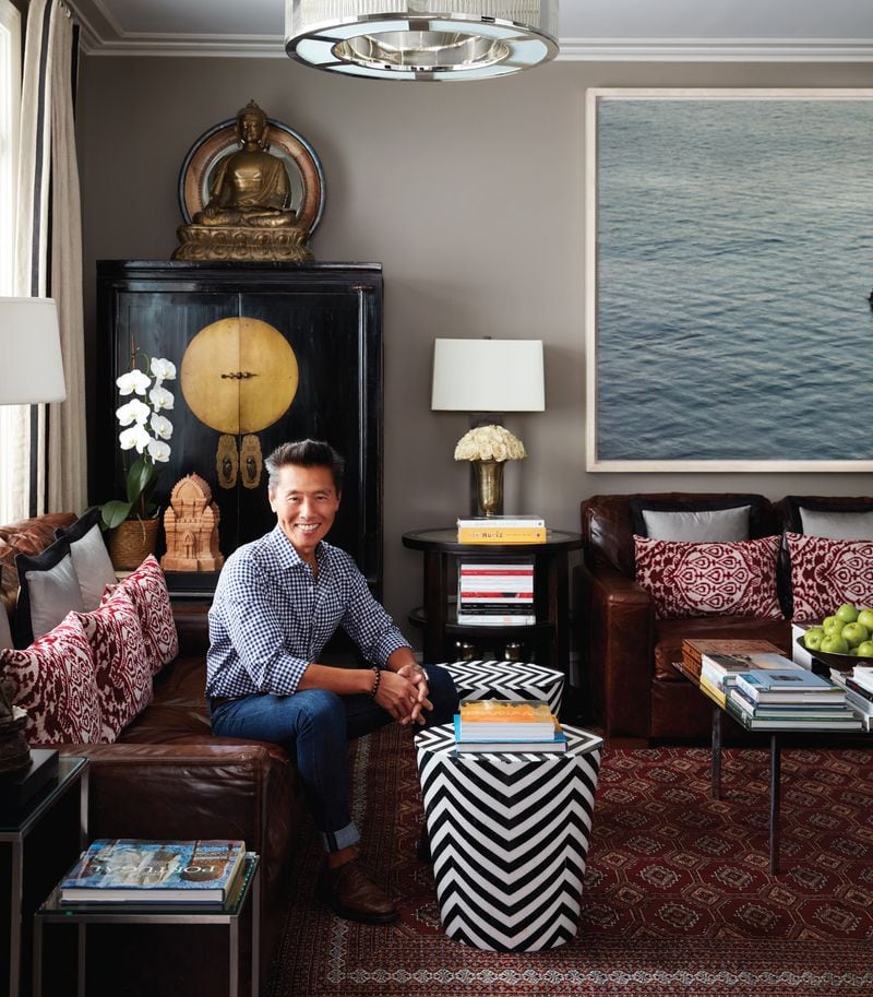 Vern Yip in in his Atlanta living room in a shot from his book "Vern Yip's Design Wise." CREDIT: Running Press