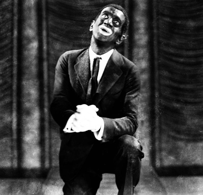 Al Jolson performs in blackface makeup in the 1927 movie 'The Jazz Singer.' (AP Photo)