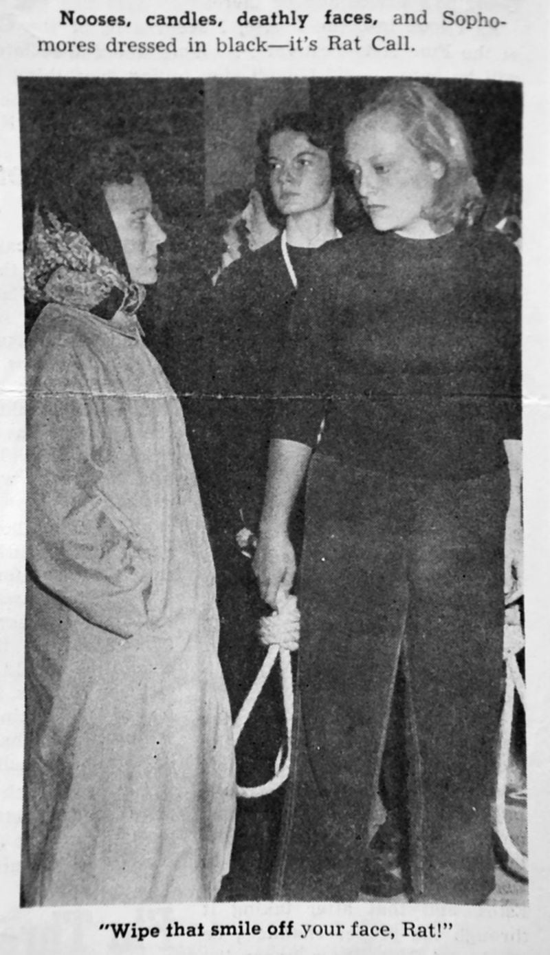 School newspaper coverage of “Rat Week” from the mid-1950’s show students with nooses. COPY PHOTO