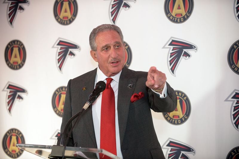 Atlanta Falcons owner Arthur Blank gives remarks during a press conference in 2015. KENT D. JOHNSON /KDJOHNSON@AJC.COM