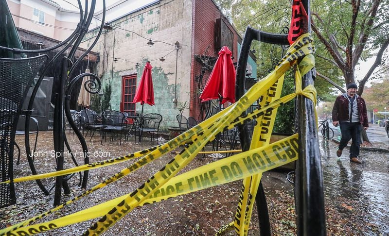 The fire damaged Java Monkey on Church Street in downtown Decatur, and two nearby businesses had smoke and water damage, fire officials said. (JOHN SPINK / JSPINK@AJC.COM)