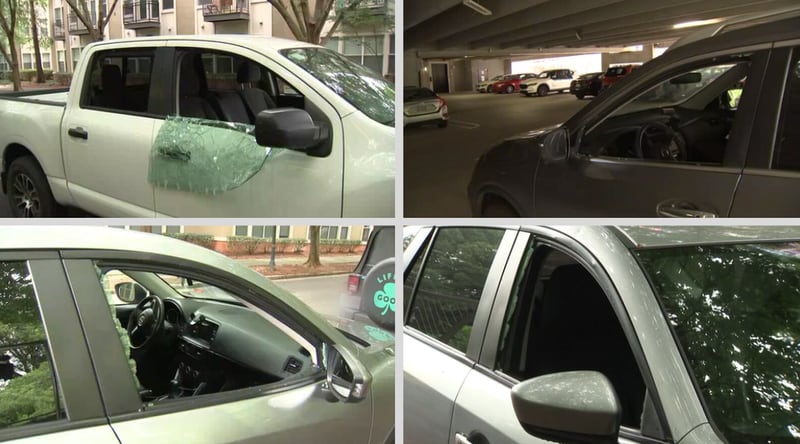 Multiple cars were broken into Saturday morning at the Mariposa Lofts apartment complex, police said.
