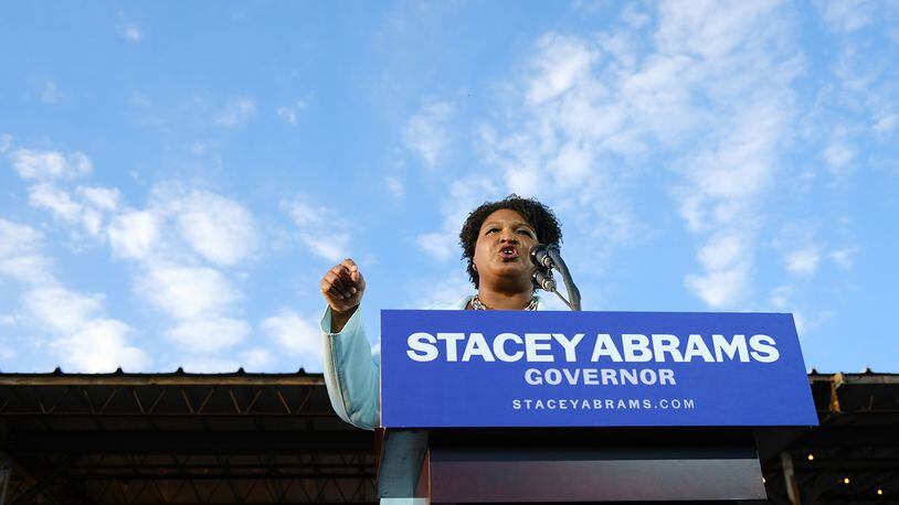 Georgia gubernatorial candidate Stacey Abrams speaks during a campaign rally on March 14, 2022, in Atlanta. (Anna Moneymaker/Getty Images/TNS)