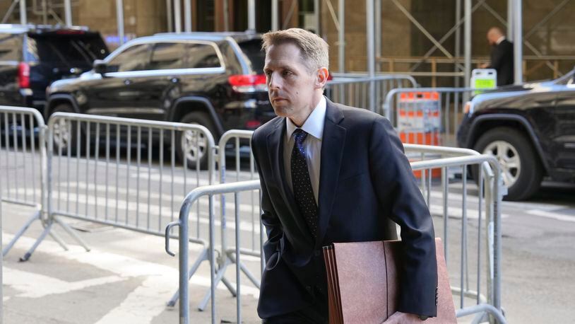 
                        Matthew Colangelo, a prosecutor with the Manhattan district attorney's office, in Manhattan, March 30, 2023. A Manhattan grand jury voted to indict Donald J. Trump on Thursday for his role in paying hush money to a porn star, according to four people with knowledge of the matter. (Todd Heisler/The New York Times)
                      