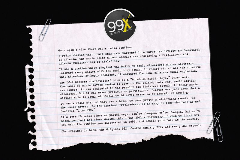 A message 99X sent out on Dec. 5, 2022 with a promise to bring back the original format.