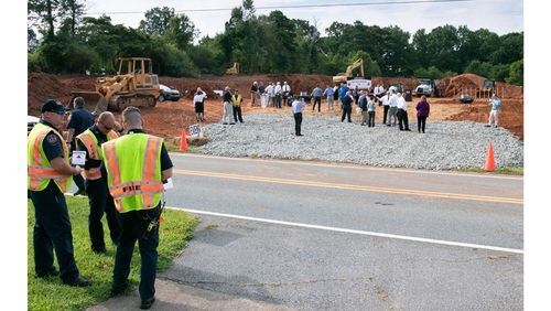 Forsyth County officials attend a groundbreaking ceremony on the site of the new Fire Station 11 at 4655 Pittman Road. FORSYTH COUNTY