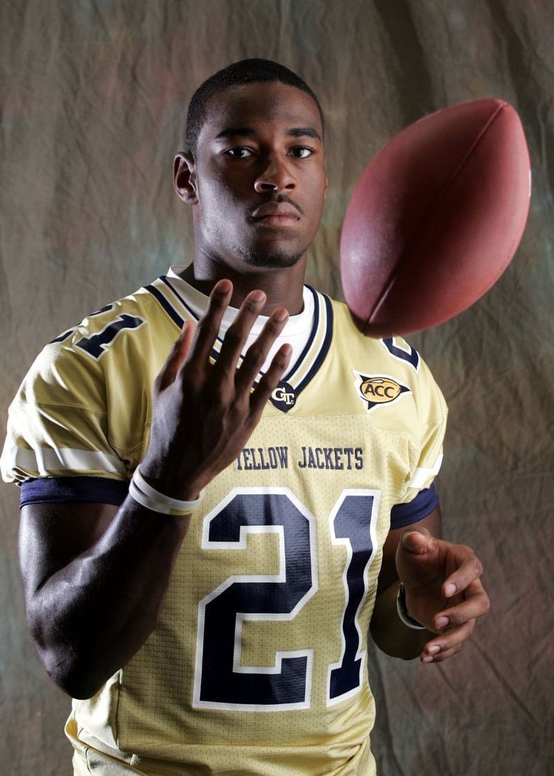 050830 - ATLANTA, GA -- Portrait of Georgia Tech football player #21 - Calvin Johnson (according to website roster). (PHIL SKINNER /AJC staff)