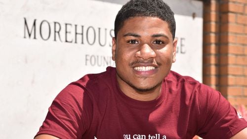 Morehouse senior Keith Glass at Morehouse College on Tuesday, May 9, 2017. Glass was not a serious student through his early high school years, giving no serious thought to college. Encouragement from educators and other students, and a visit to Morehouse, led him to make changes. HYOSUB SHIN / HSHIN@AJC.COM