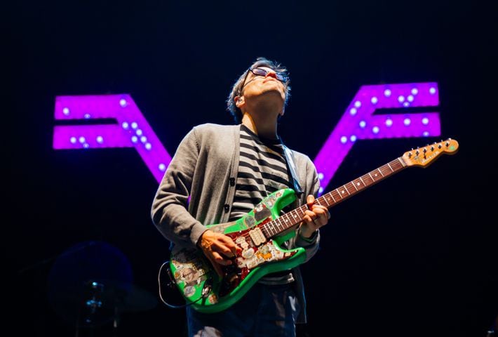 Atlanta, Ga: Weezer closed out night 2 at the Peachtree stage with their brand of quirky, alt-rock. Photo taken Saturday May 4, 2024 at Central Park, Old 4th Ward. (RYAN FLEISHER FOR THE ATLANTA JOURNAL-CONSTITUTION)