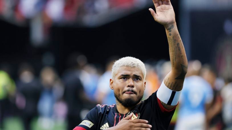 Atlanta United's Josef Martinez thanked everyone in the stands after the 2022 season finale at Mercedes-Benz Stadium. Martinez is not expected to return to Atlanta United for the 2023 season, according to a report by The Athletic. (Miguel Martinez / miguel.martinezjimenez@ajc.com)