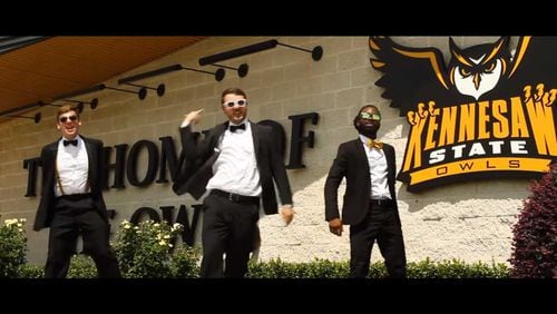 A still from Partita Studios' #HootyHoo Kennesaw State University marching band music video that it posted to YouTube.