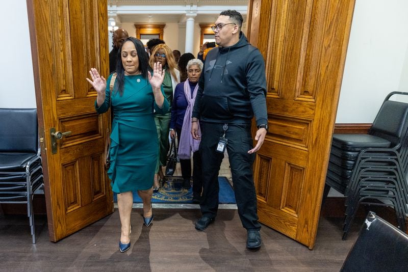 Fulton County District Attorney Fani Willis could face an investigation by a state Senate committee. She is pictured at the Capitol in Atlanta earlier this month.