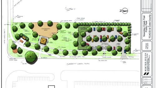 A map of the aviation-themed park Cobb County recently approved just west of Town Center CID in Kennesaw.