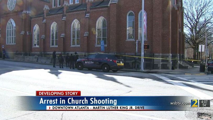 A man was arrested after a shooting outside the Catholic Shrine of the Immaculate Conception church.