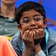 Sarv Dharavane, 10, of Dunwoody, Georgia waits for his turn to spell during the semifinals of the Scripps National Spelling Bee. Sarv is one of two metro Atlanta students in this year's competition. (AP Photo/Jacquelyn Martin)