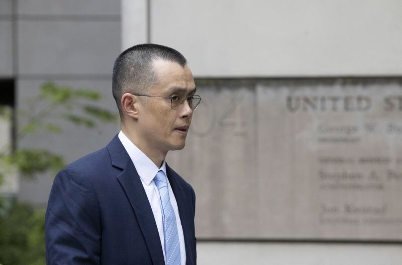 Changpeng Zhao, the founder of Binance, the world’s largest cryptocurrency exchange, enters the Federal Courthouse in Seattle Tuesday, April 30, 2024. Prosecutors are asking a judge on Tuesday to give Zhao a three-year prison term for allowing rampant money laundering on the platform. He pleaded guilty and stepped down as Binance CEO in November as the company agreed to pay $4.3 billion to settle related allegations. (Ellen M. Banner /The Seattle Times via AP)