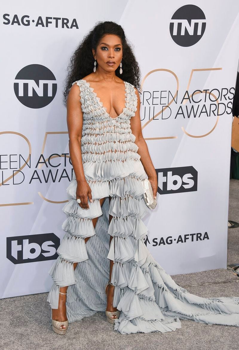 Angela Bassett arrives at the 25th annual Screen Actors Guild Awards at the Shrine Auditorium & Expo Hall on Sunday, Jan. 27, 2019, in Los Angeles.