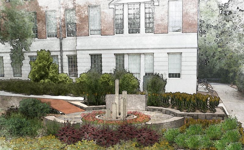An architect’s rendering of the memorial to be installed this fall outside Baldwin Hall at University of Georgia. The memorial will recognize the 105 people’s whose remains were unearthed in 2015 during an expansion of the academic building. Baldwin Hall was built in 1938 on a former burial ground for slaves who lived and worked in Athens as the university expanded in the 19th century. The memorial will be the university’s the most public recognition to date of slavery’s links to the school. Source: UGA.