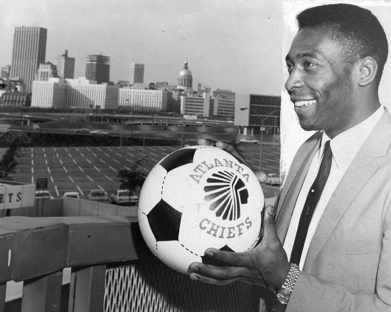 Soccer great Pele visits Atlanta for an exhibition match in 1968. AJC FILE PHOTO