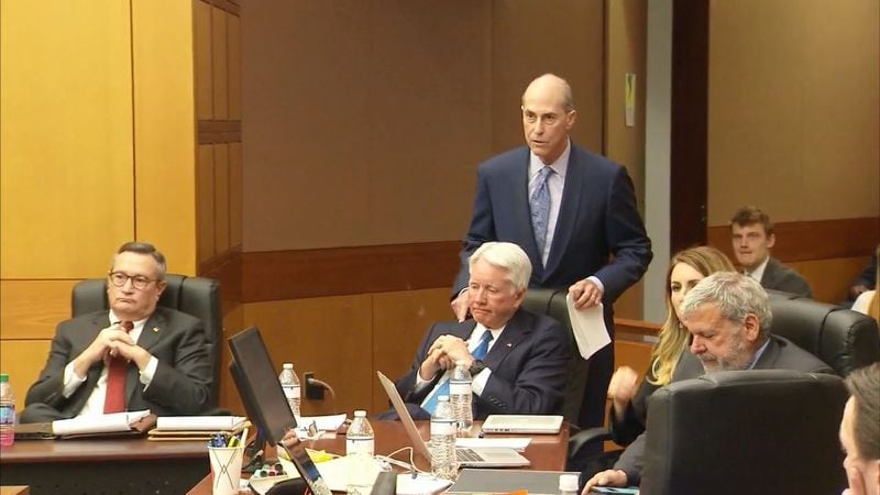 Attorney Bruce Harvey tells the jury that his client Tex McIver is not guilty during the defense's closing argument on April 17, 2018 at the Fulton County Courthouse. (Channel 2 Action News)