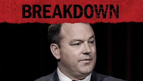 Georgia's slate of 16 false electors who attempted to overturn Joe Biden's victory in the 2020 included Burt Jones, this year's GOP nominee for lieutenant governor. The 16th episode of the AJC's podcast "Breakdown — The Trump Grand Jury" — revisits the secretive meeting of those false electors and how those events made them targets of the Fulton special purpose grand jury probe. (Brynn Anderson / AP file)