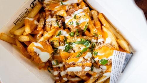 You can get loaded shrimp fries from A Little Nauti food truck.