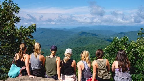 Women look out at the summit of Blood Mountain. Contributed by Kaleb East Photography