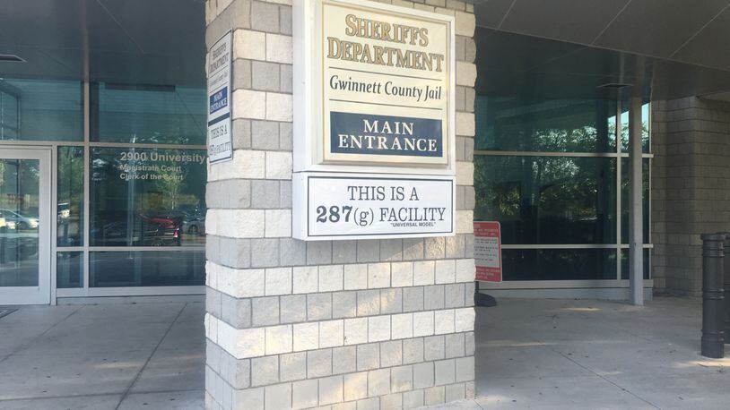 The entrance to the Gwinnett County jail. FILE PHOTO